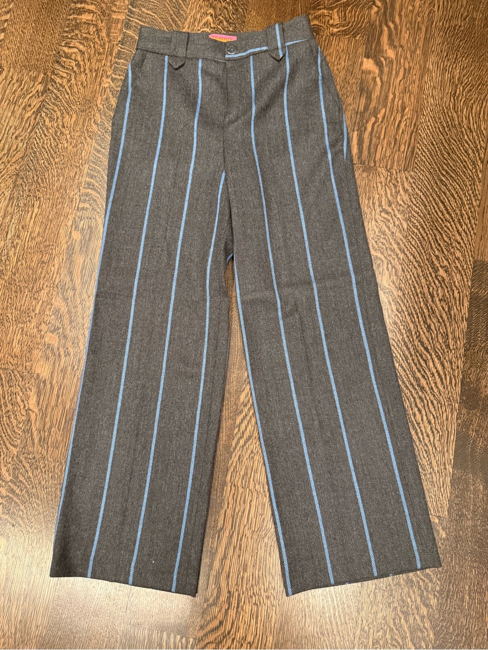 Vilagallo Striped Wide-Leg Trousers Charcoal Blue Pinstripe EU 40 (US 8)